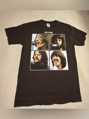 Vintage AAA  The  Beatles let it be tee shirt men size M brown